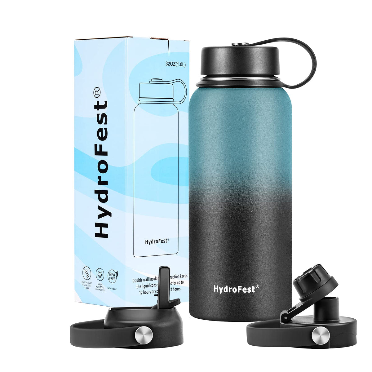 Insulated Water Bottle, 1000ml 32 oz Stainless Steel Double Wall