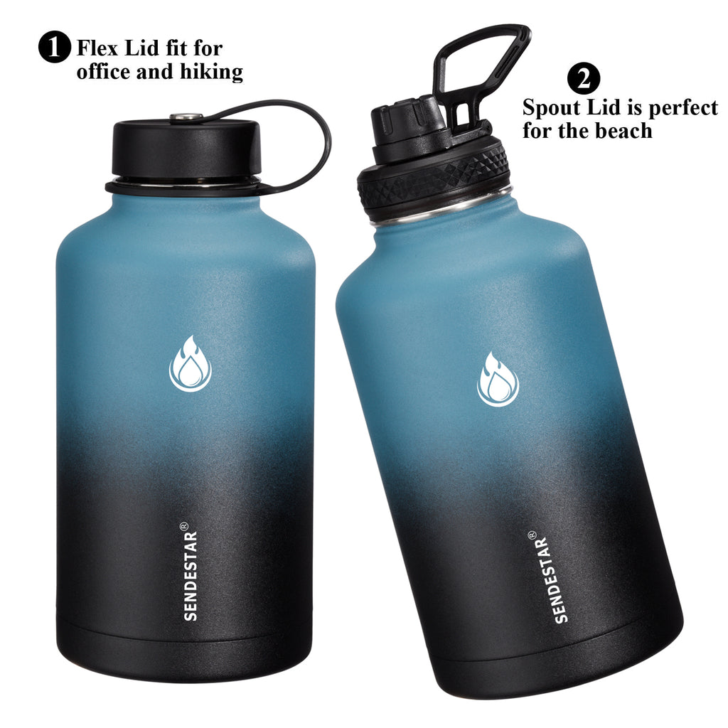 HydroFest 64 oz Water Bottle, Metal Water Bottle with Straw Lid, Half –  sendestar