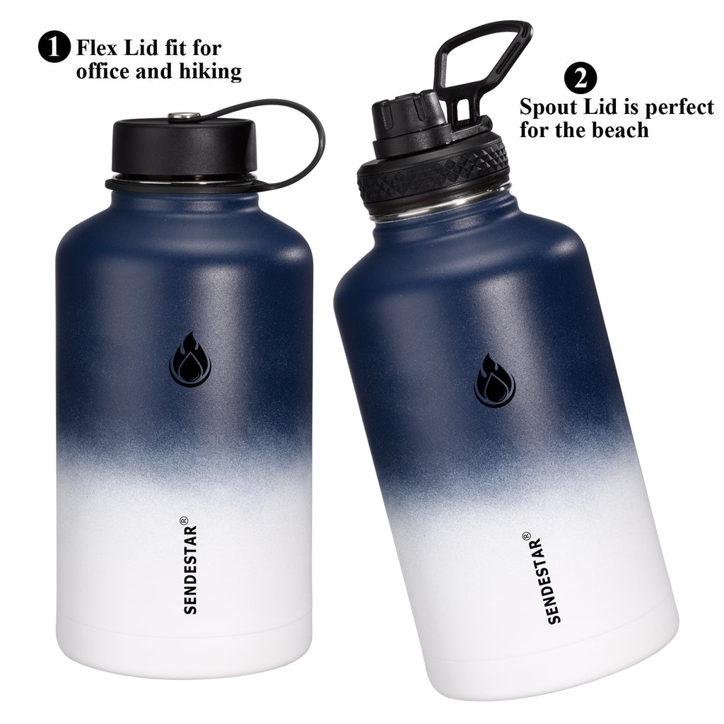 Hydro Flask Stainless Steel Wide Mouth Water Bottle with Flex Straw Lid and  Double-Wall Vacuum Insulation