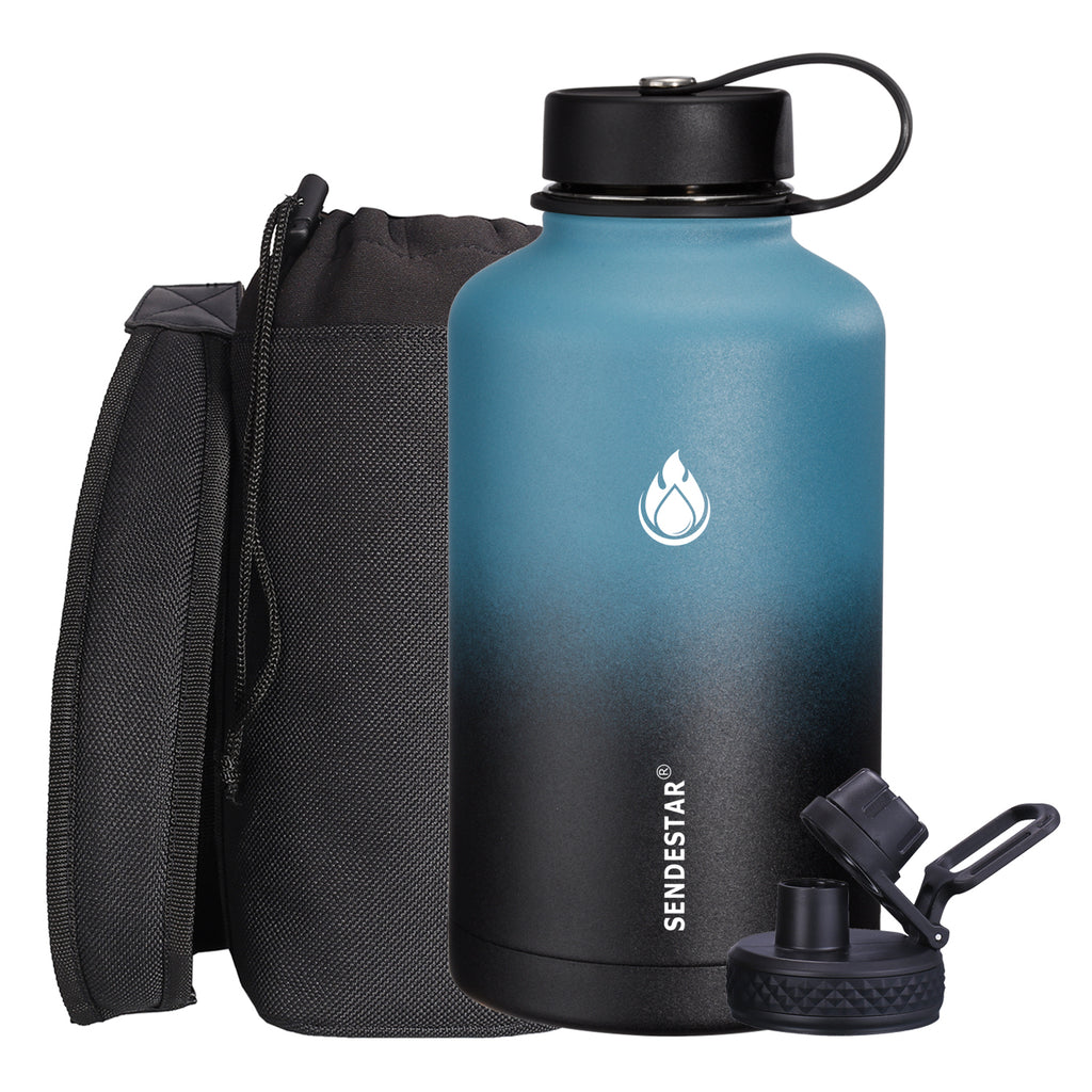 HydroFest 64 oz Water Bottle with Straw Lid, Wide Mouth Water Bottle D –  sendestar
