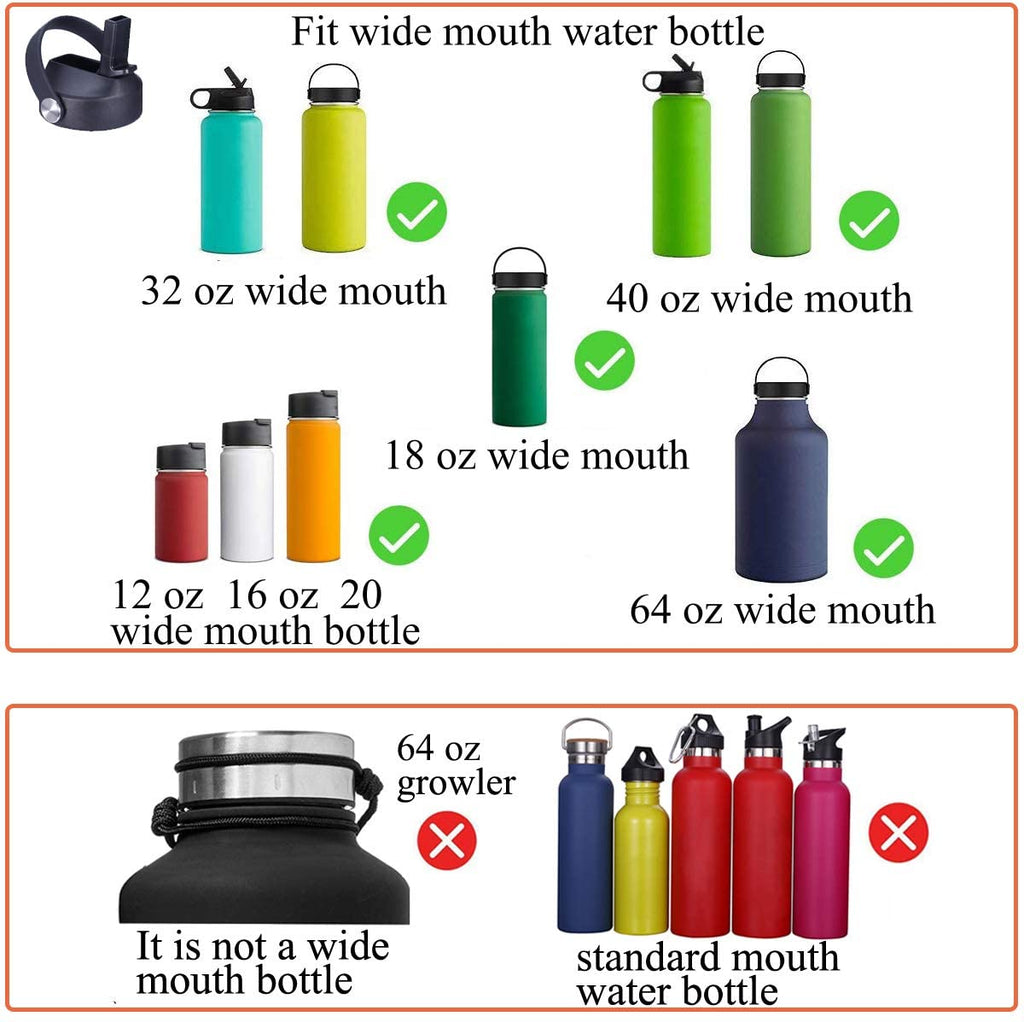 HydroFest 40 oz Water Bottle, Black Water Bottle with Straw, Wide Mout –  sendestar