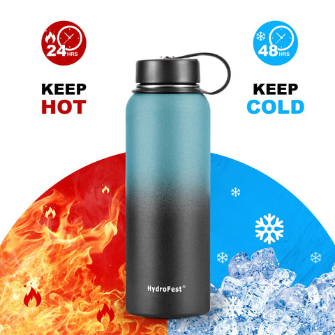 24 COLD & 12 HOT Hydro Flask Water Bottle Stainless Steel 40 oz With Straw  Lid🔥
