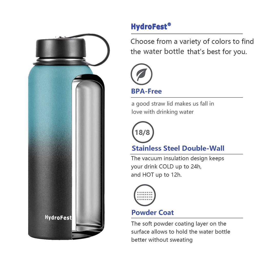 HydroFest Sports Water Bottle, 64oz Water Bottle with Straw Lid