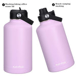 HydroFest Stainless Steel Water Bottle, 64 oz Water Bottle with Straw lid, Spout Lid & Flex Cap,3 lids Available, Wide Mouth Water Bottle Double Wall Insulated Water flask with Bottle Holder-Lavender